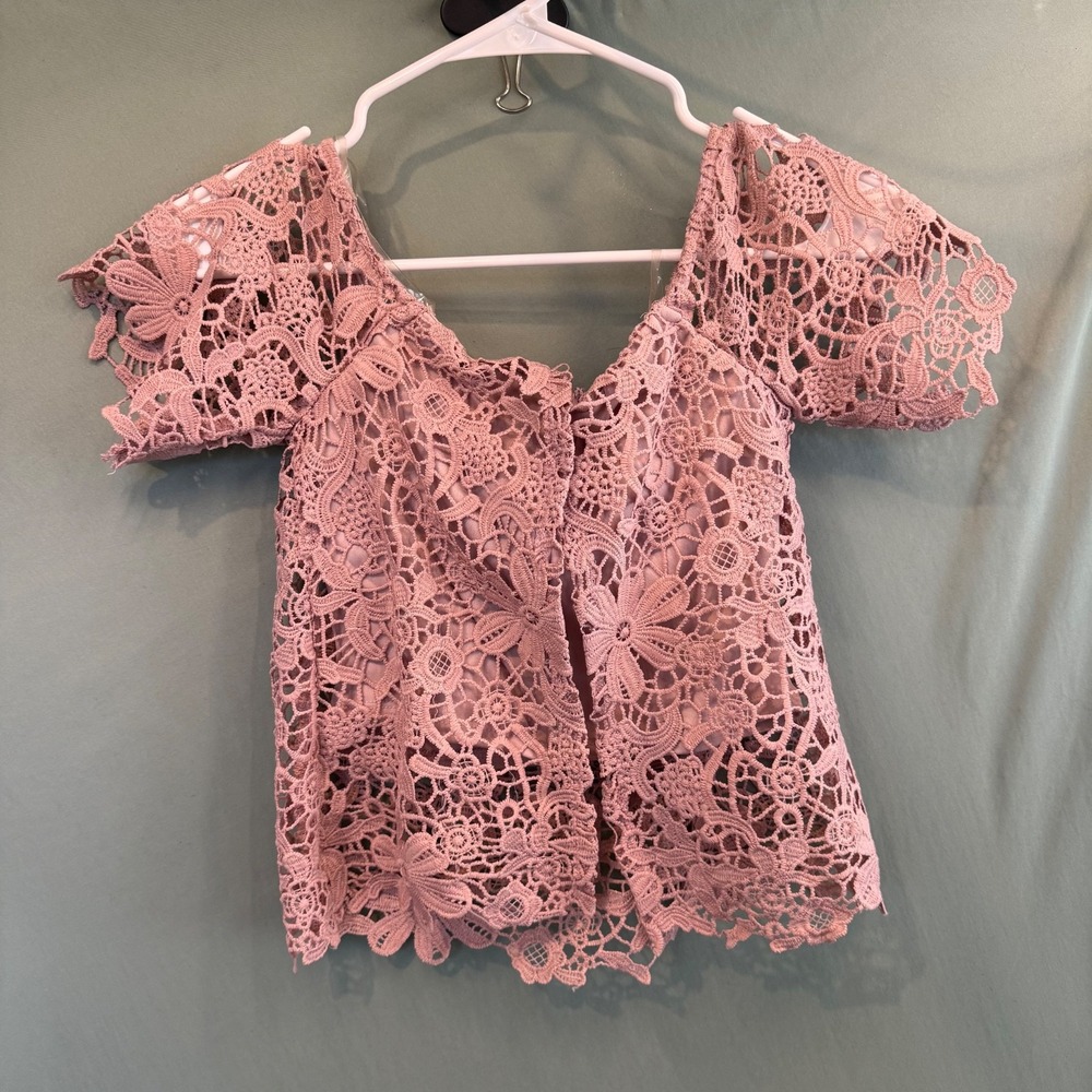 Charlotte Russe Off The Shoulder Crop Top Size S Pink Peasant Cottage Core